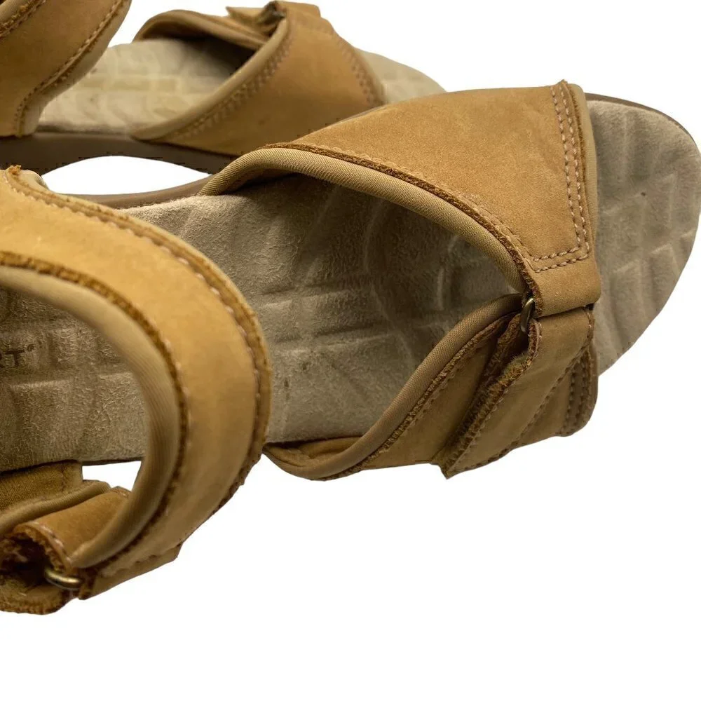 Rockport Women Sandals Flats Comfort Leather Upper Adjustable Tan Size 9N
